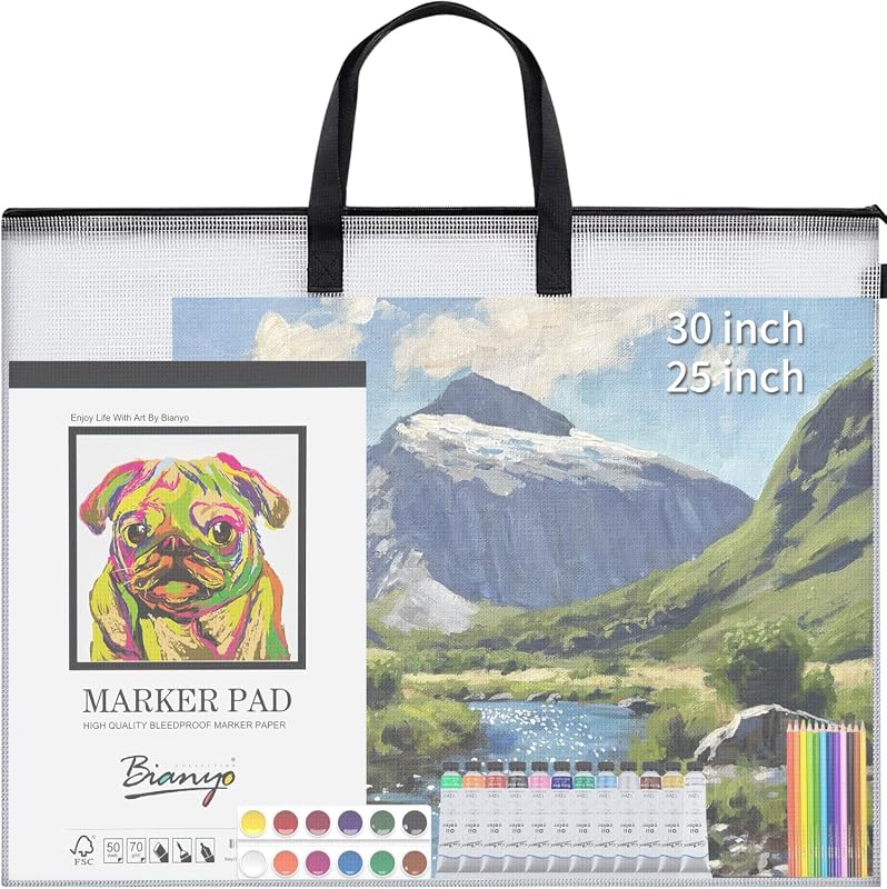 YOPCDJ 30x25 Extra-Large Art Portfolio Bag with Handle and Zipper for Posters and Scrapbooks