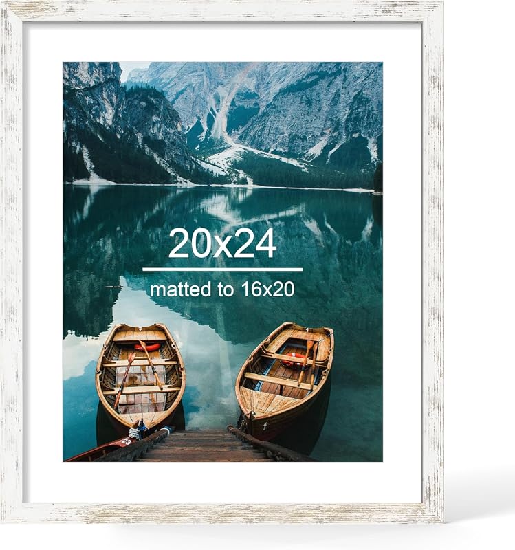 Hongkee 20x24 distressed white wood frame for posters and wall mounting