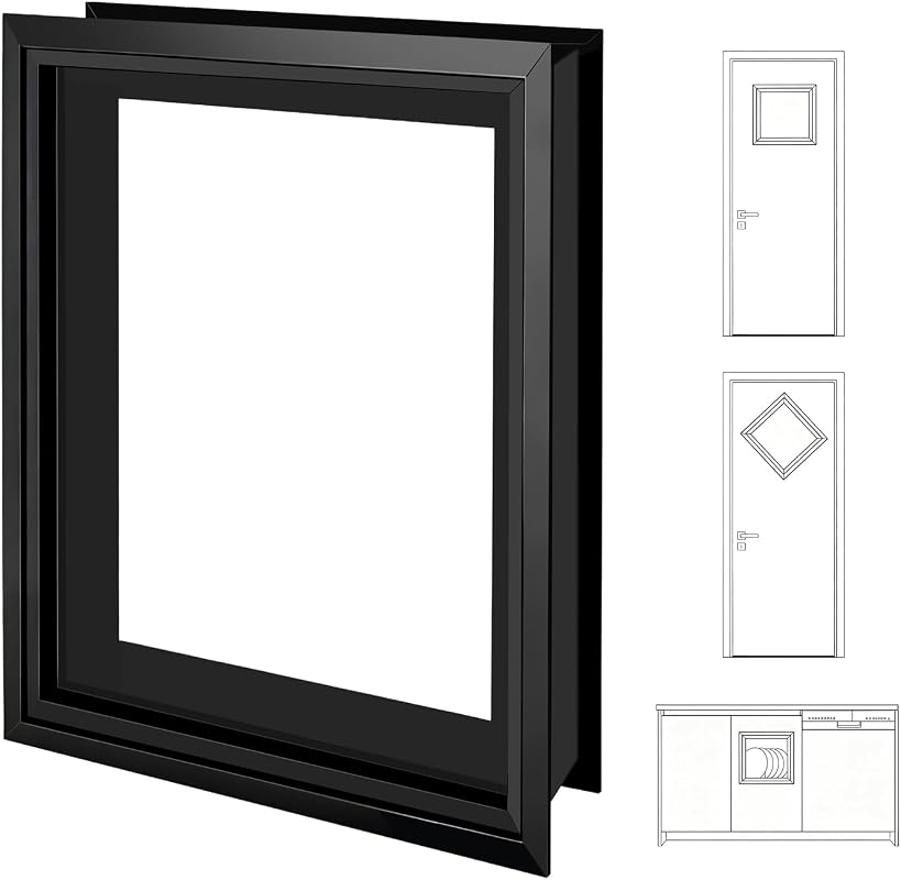 12.6 x 12.6-Inch Black Window Frame Kit with Glass, Garage Door Insert