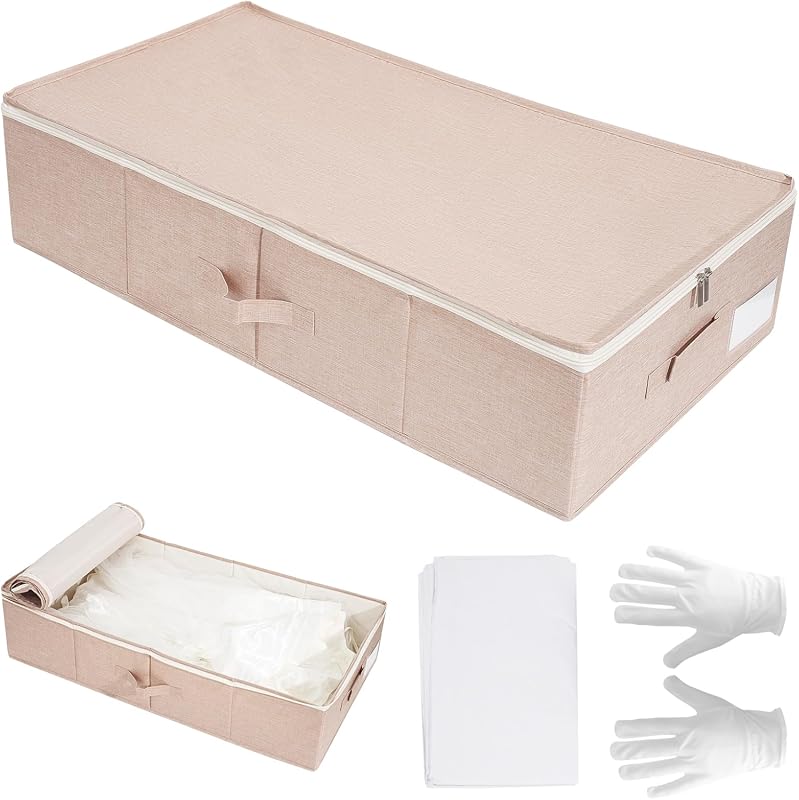 Large Wedding Dress Preservation Box with Acid-Free Paper and Microfiber Gloves, Pink