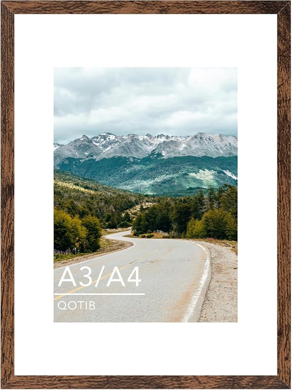 A3 picture frame with A4 mat in deep brown wood