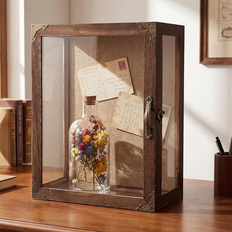 Vicenpal deep shadow box frame with rustic wood memory box design