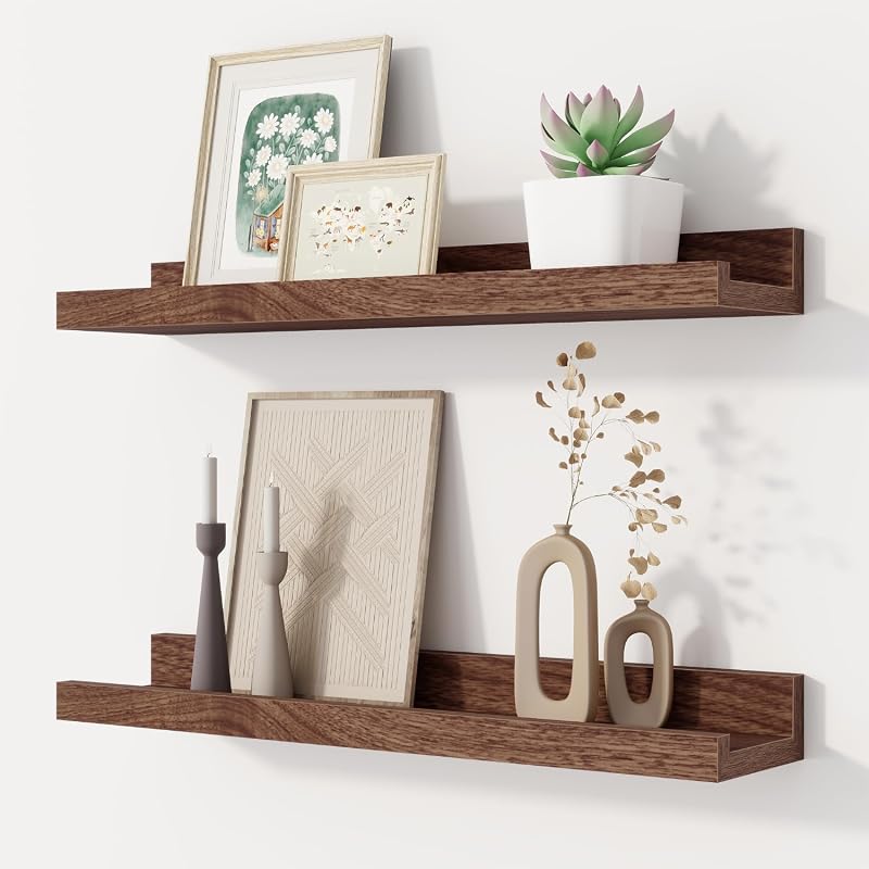 Floating Picture Ledge Shelves set of 2 for framed photos and decor