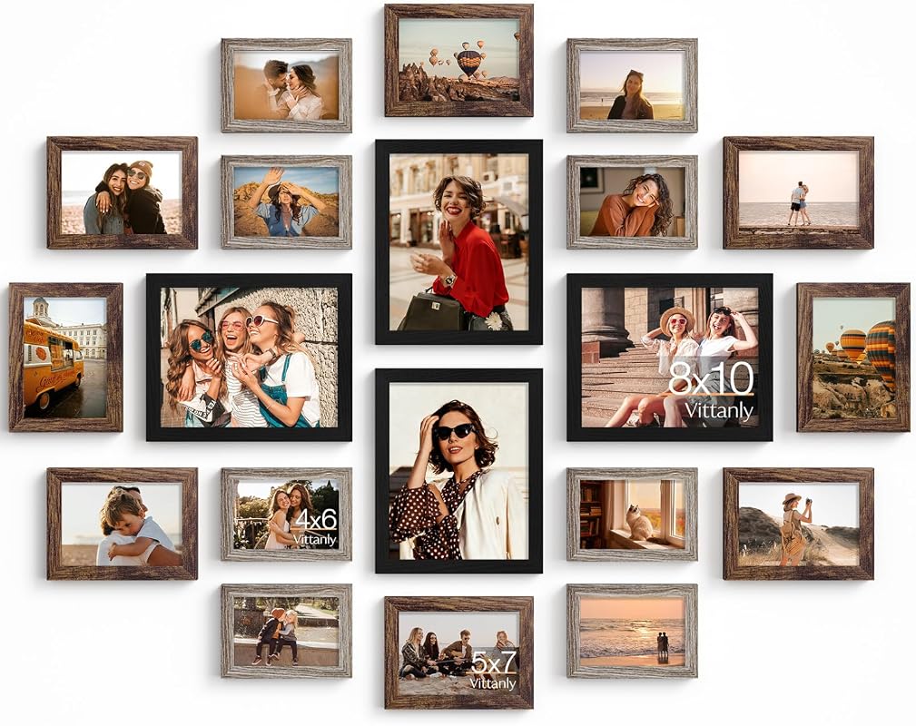 Vittanly 20-Pack Multi-Size Picture Frames Collage Set, Wall or Tablet