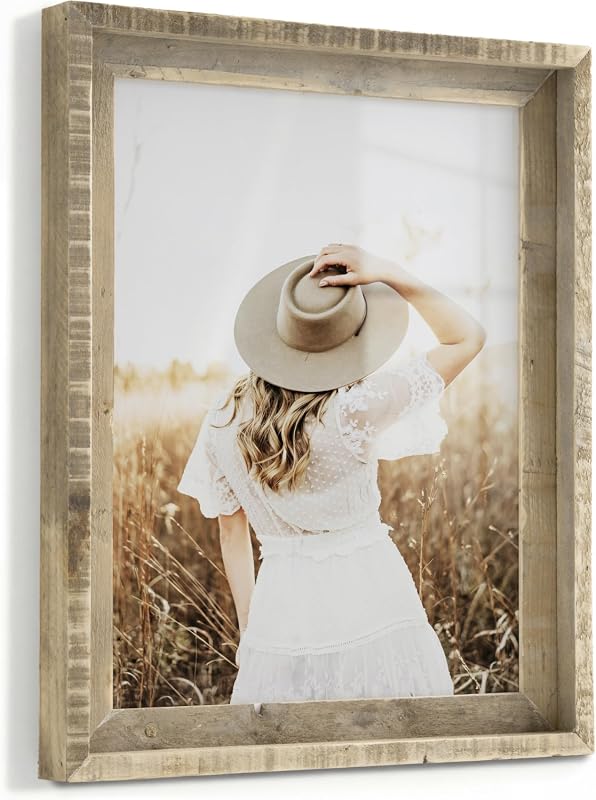 RICHFOCUS 11x14 rustic barn wood picture frame with tempered glass
