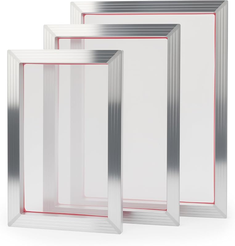 3-Pack Aluminum Silk Screen Printing Frames, Assorted Sizes, 160 Mesh