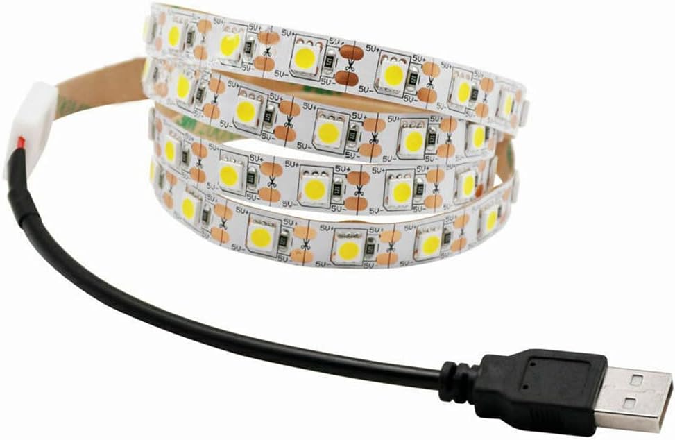 Ausuky 5V USB LED Strip Light, 30cm 18-LED White TV Backlight, Flexible Self-Adhesive Tape