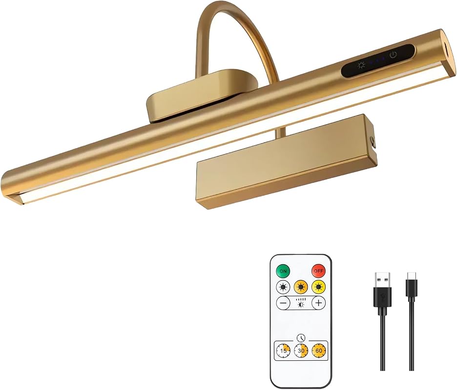 LYTARA Cordless Picture Light, Rechargeable 5000mAh Dimmable Wall Sconce with Controller and Timer
