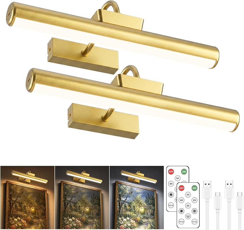 Generic 13-Inch Picture Light gold wireless rechargeable 2-pack