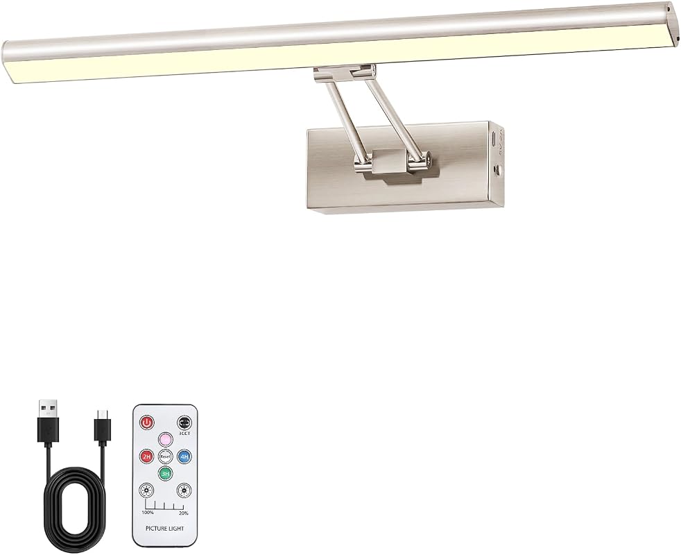 16-Inch Battery Operated Picture Light with 3CCT Modes for Wall Art, Gallery, and Library