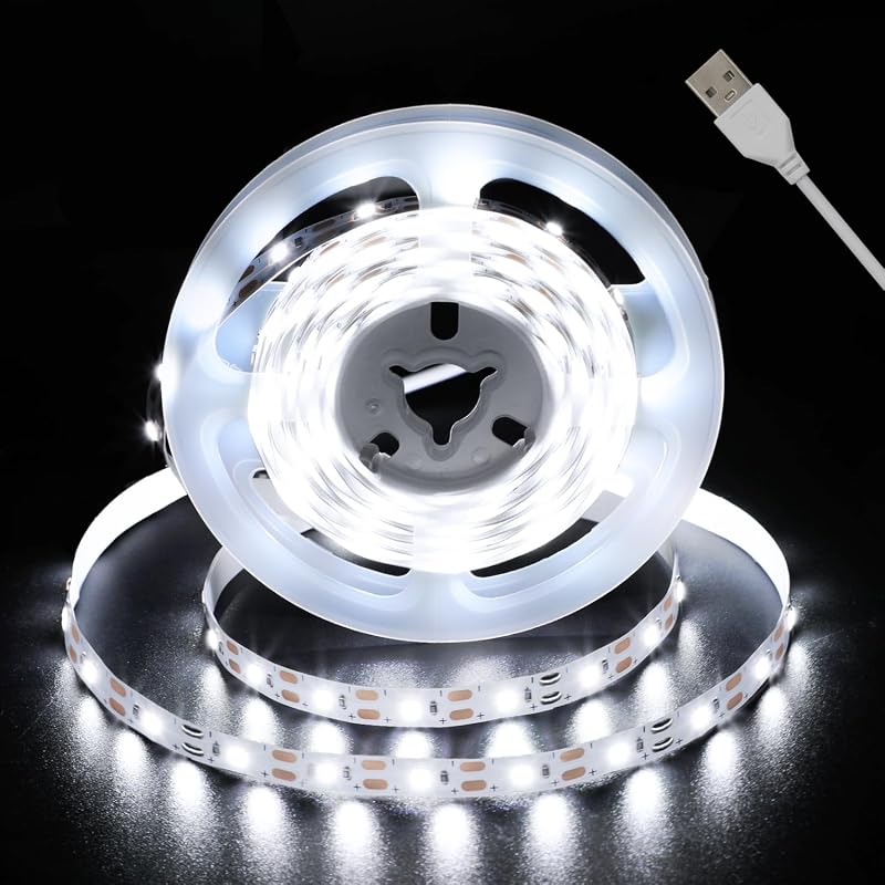 Echosari 9.8Ft USB 5V LED Strip Lights, 180 LEDs, Cool White, Self-Adhesive Decor Lighting