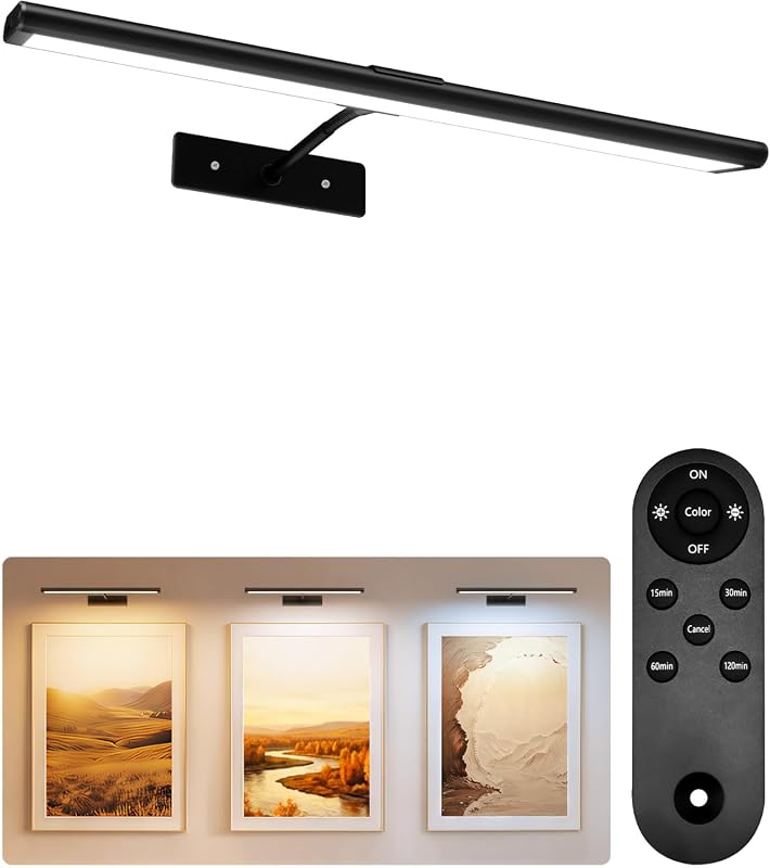 EZVALO 16-inch rechargeable wireless picture light with IR remote and 4800mAh battery