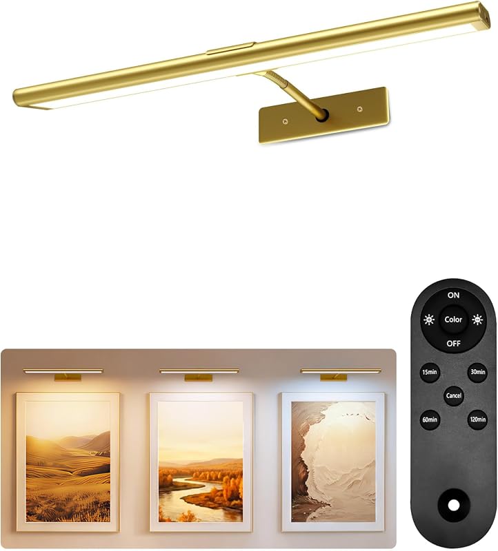 EZVALO 16-Inch Rechargeable Picture Light, Magnetic Dimmable LED with Remote and 3 Color Temperatures