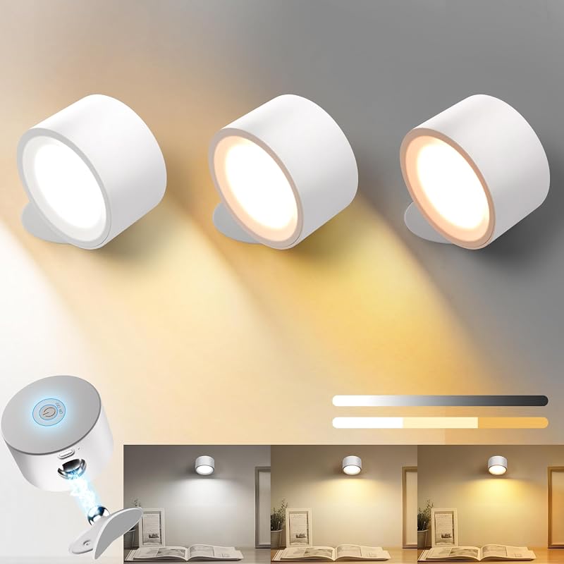 Rechargeable LED Wall Sconces with Wireless Dimmable 3-Color Picture Lights