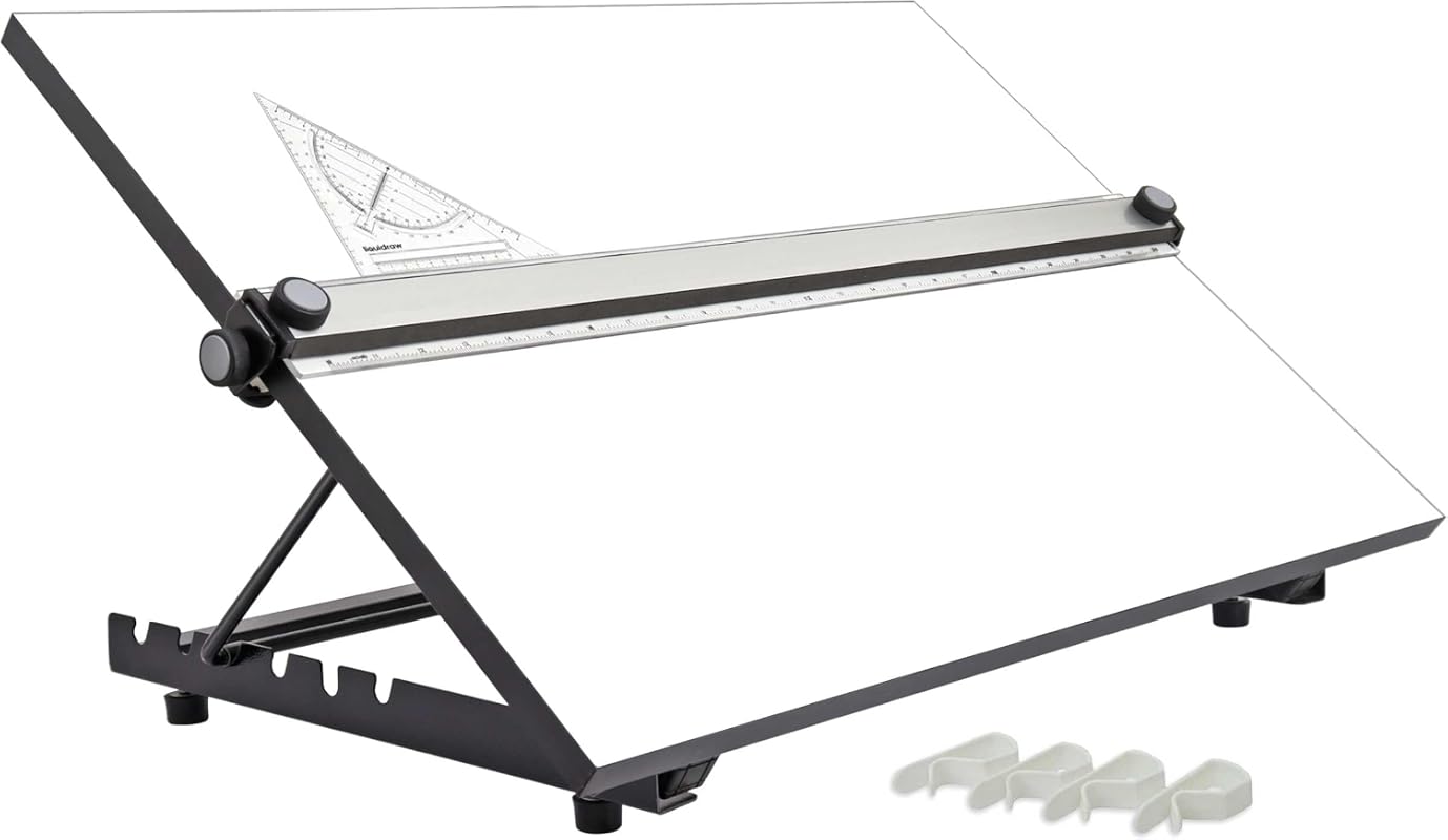 Liquidraw A2 Drafting Board with Parallel Motion Bar, 6 Adjustable Angles, Drawing Clips