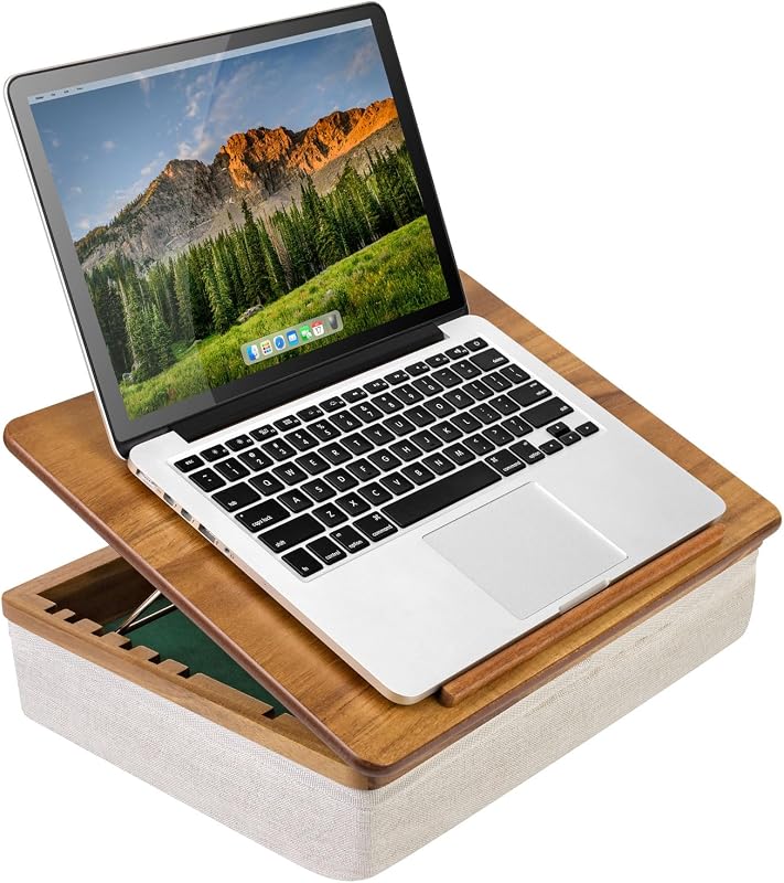 Rossie Home acacia wood easel lap desk with storage in natural finish