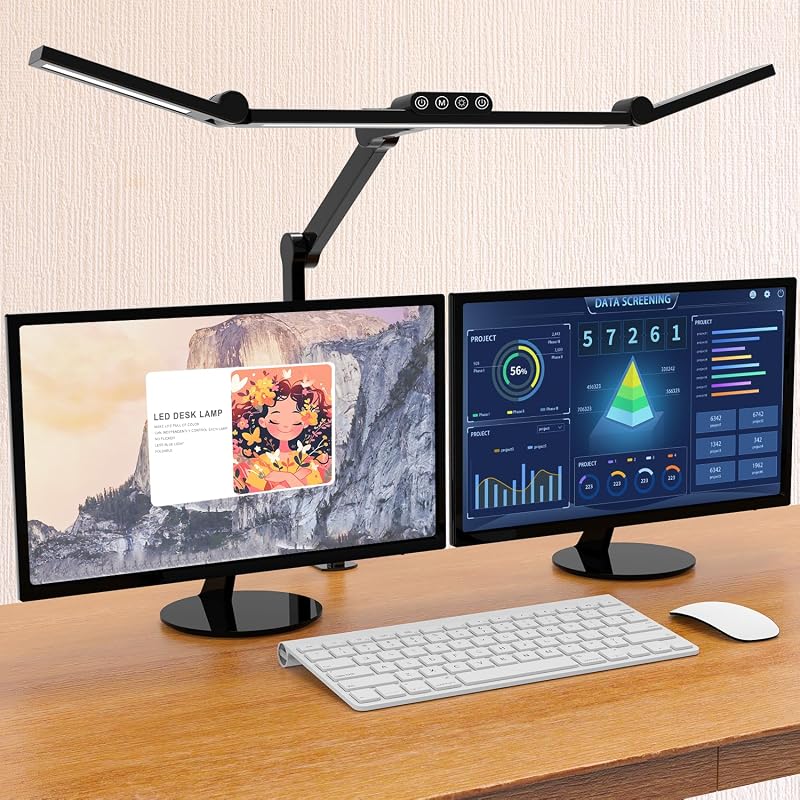 Micomlan LED Desk Lamp with Clamp, 24W Auto Dimming Architect Light for Home Office
