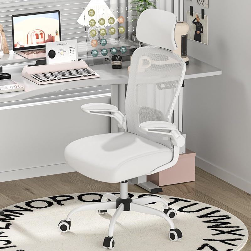 Mimoglad Ergonomic High-Back Office Chair with Adjustable Lumbar, Headrest, and Flip-Up Armrests