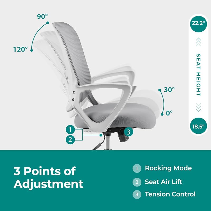 Ergonomic Mid-Back Mesh Office Chair with Arms, Lumbar Support, Wheels, and Swivel Base