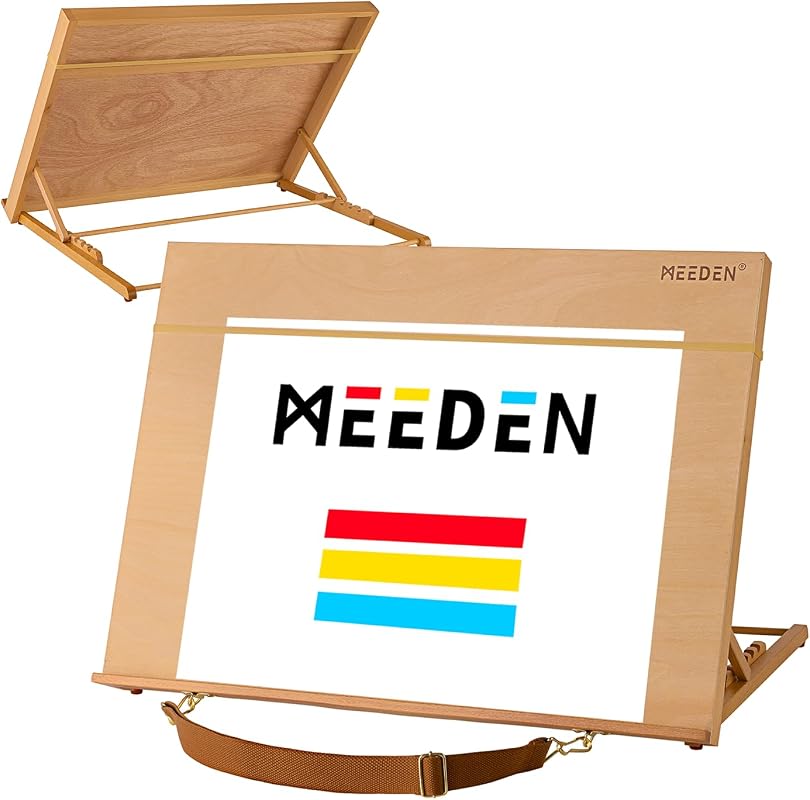 MEEDEN Adjustable Desk Easel, 5-Position A2 Portable Tabletop Art Easel with Carry Belt