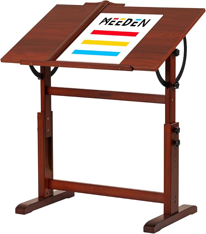 MEEDEN Adjustable Art Drafting Table, Solid Beech Wood Tilting Drawing Desk for Artists