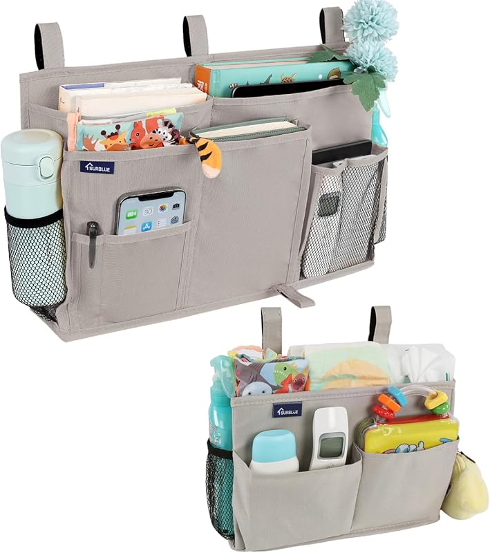 Surblue Bedside Caddy Organizer with Hanging Pockets for Dorm, RV, Hospital and Bunk Beds