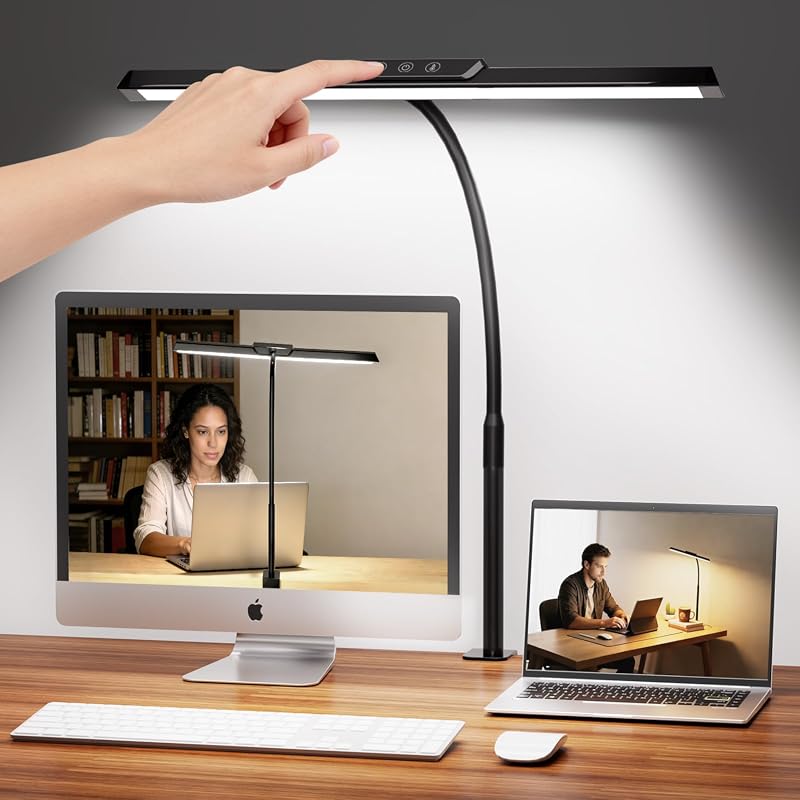 MOICO LED Desk Lamp with Clamp, Bright Adjustable Office Light for Home and Study