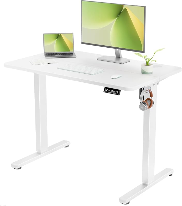 ERGOMAKER 40 x 24 Inch Standing Desk, Height Adjustable Sit-Stand Office Desk White