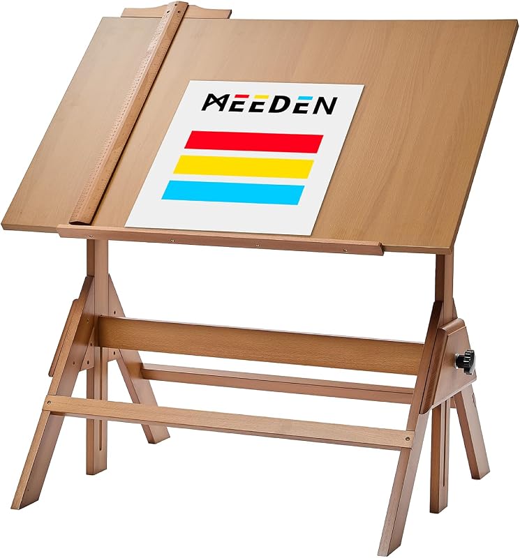 MEEDEN Wood Adjustable Drafting Table, 35.5 x 23.5 Inch Wooden Art Desk