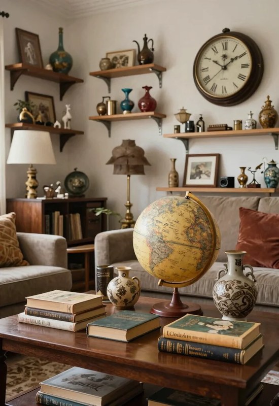 Stack of art books on a coffee table beside neutral decor in a modern living room