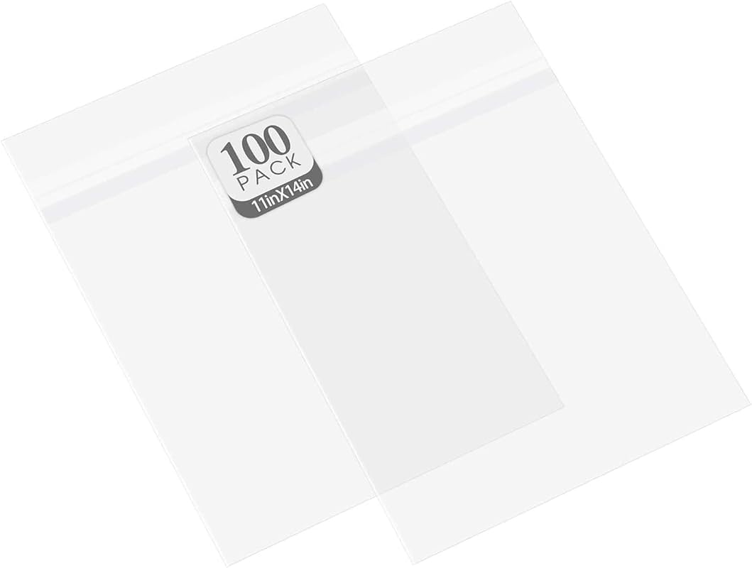 Golden State Art 100-Pack Acid-Free Crystal Clear Sleeves for 11x14 Photo Mats