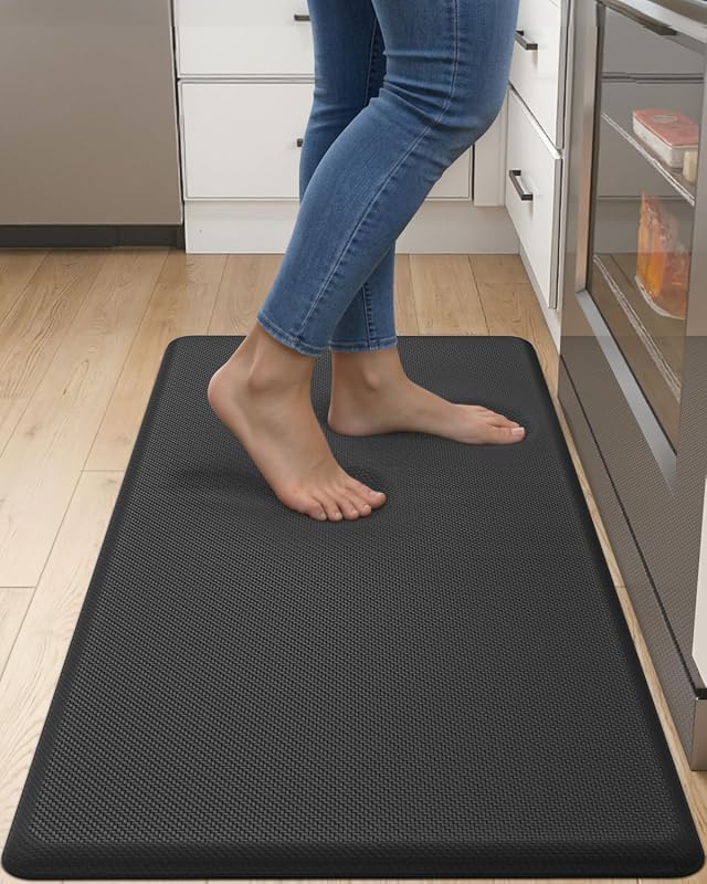 DEXI Anti-Fatigue Kitchen Mat, Stain-Resistant Cushioned Floor Mat, 51 x 99 cm, Black