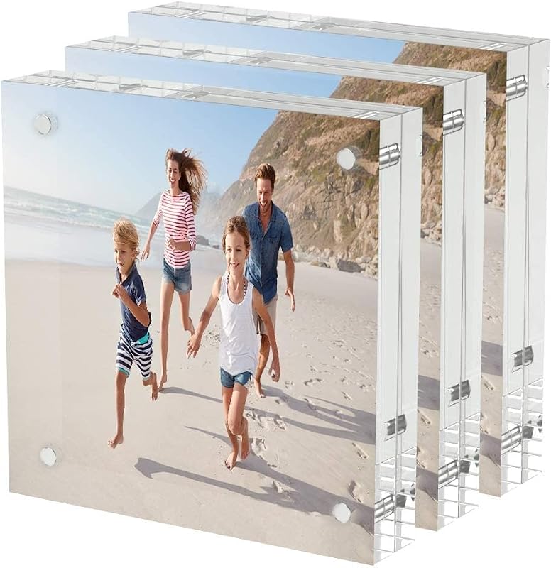 AITEE clear double-sided lucite acrylic picture frames 4x4, three pack