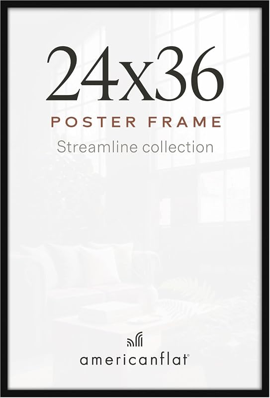 Americanflat Streamline black 24x36 poster frame with polished plexiglass front