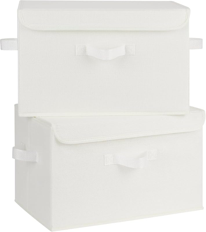 Cream white GRANNY SAYS large clothes storage boxes with flip-top lids