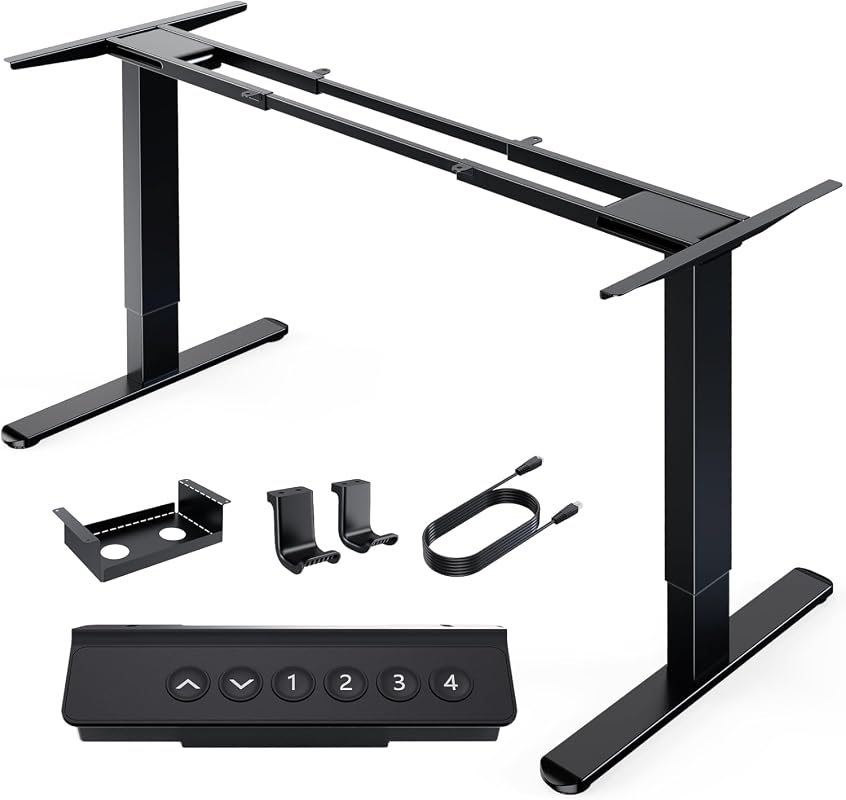 HUANUO Dual Motor Electric Standing Desk Frame, Black, with 265 lb Weight Capacity