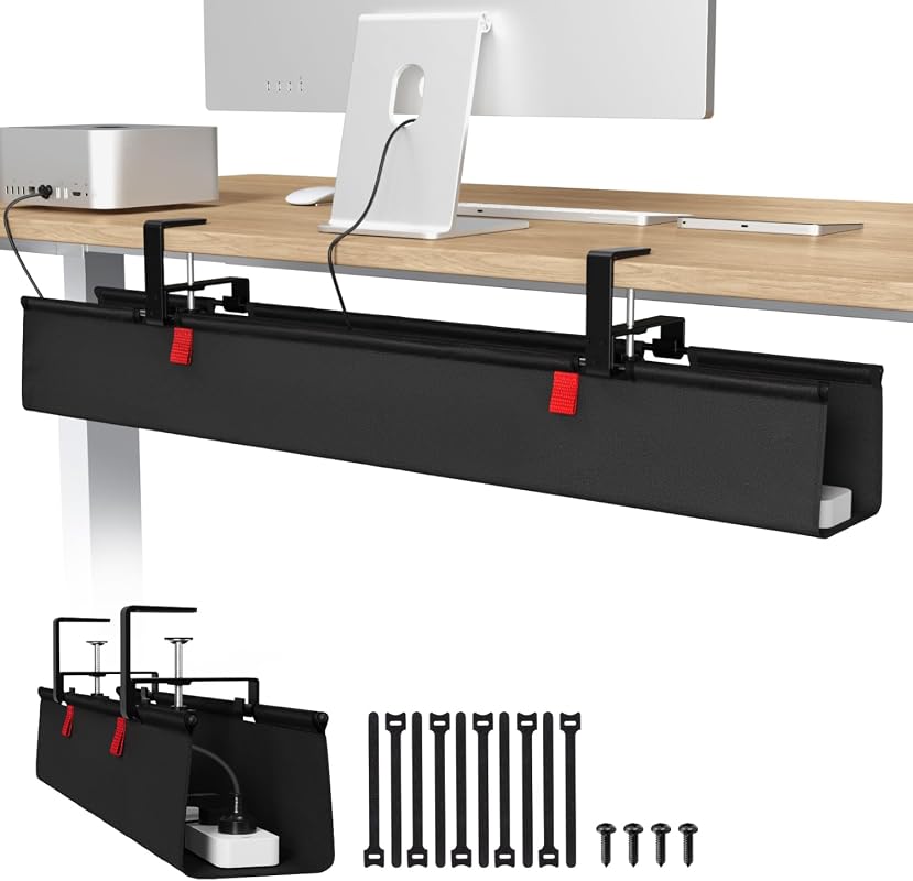 Univivi 36-Inch No-Drill Under Desk Cable Management Tray for Clean and Organized Workspaces