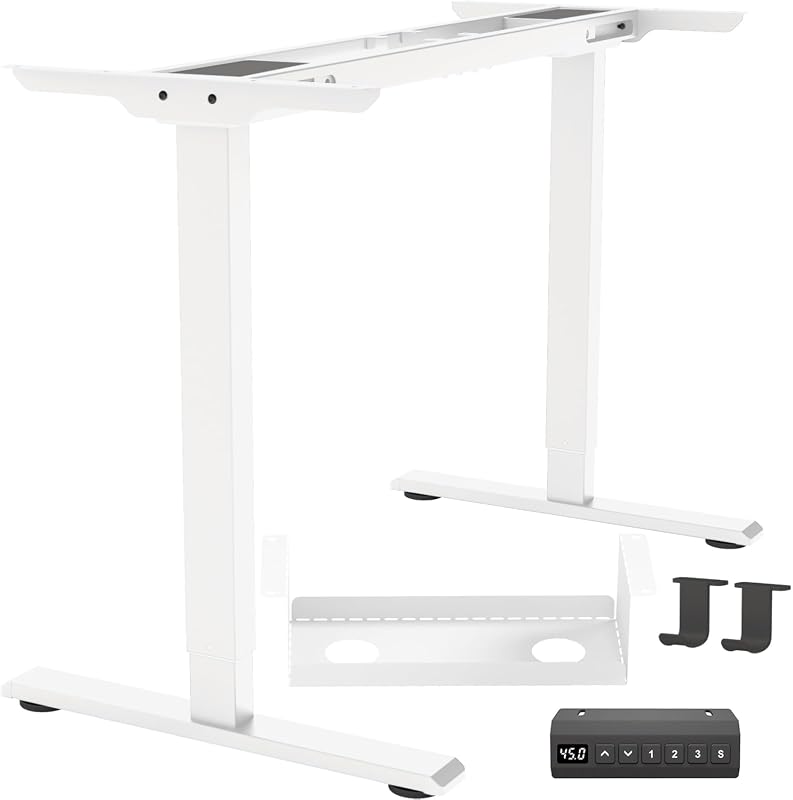 Dual Motor Electric Standing Desk Frame with Adjustable Legs, Cable Tray, and 3 Memory Presets