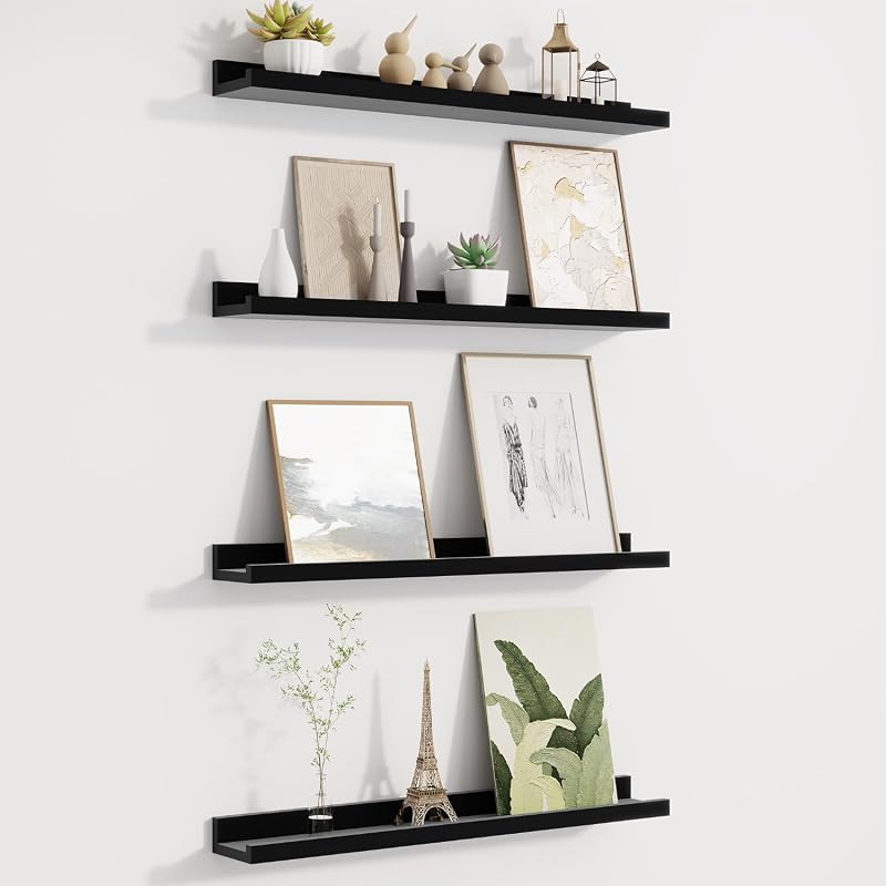 Fun Memories 24-Inch Floating Picture Ledge Shelves Set of 4 for Nursery Books and Decor