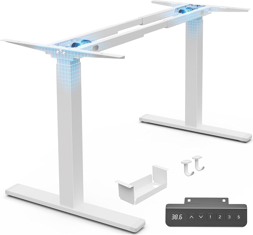 Huuger Dual Motor Electric Standing Desk Frame for 47.2-86.6 Inch Desktops with Cable Tray