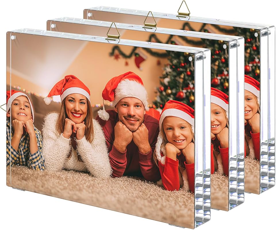 AITEE 24mm thick acrylic picture frames 4x6, three pack with wall and tabletop display