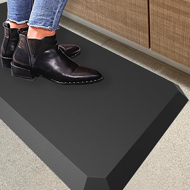 Cushioned Anti-Fatigue Kitchen Mat, 4/5 Inch Standing Desk Comfort Rug, Black