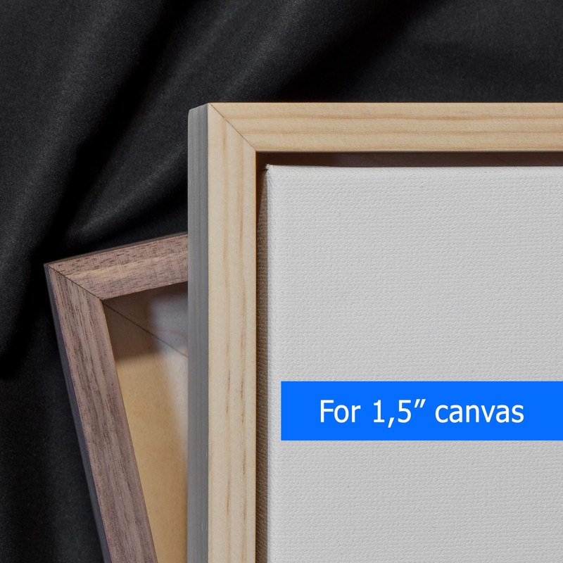 Diagram showing standard canvas frame depths ranging from 0.75 to 2.5 inches with labeled measurements