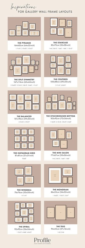 Assorted picture frames in different materials, finishes, and sizes arranged on a plain background