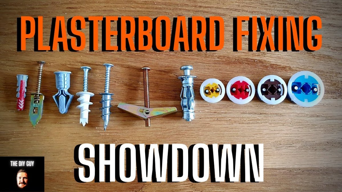 Cross-section of drywall, plaster, and tile walls with appropriate wall anchors and screws for picture ledges.